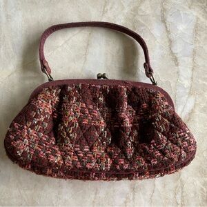 Vintage Vera Bradley Tweed Annie Suede Small Handbag